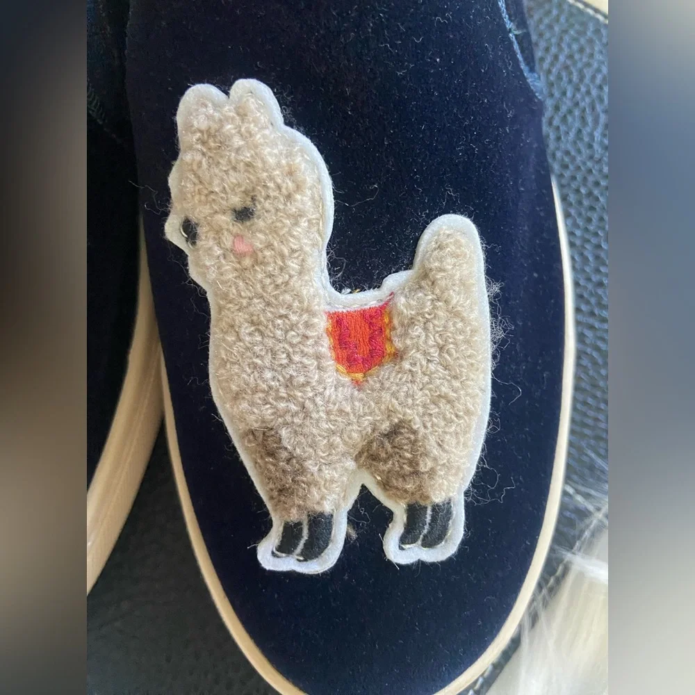 Soludos Sz 9.5 Navy Slip-On Shoes with Llama Embroidery - Picture 3 of 7